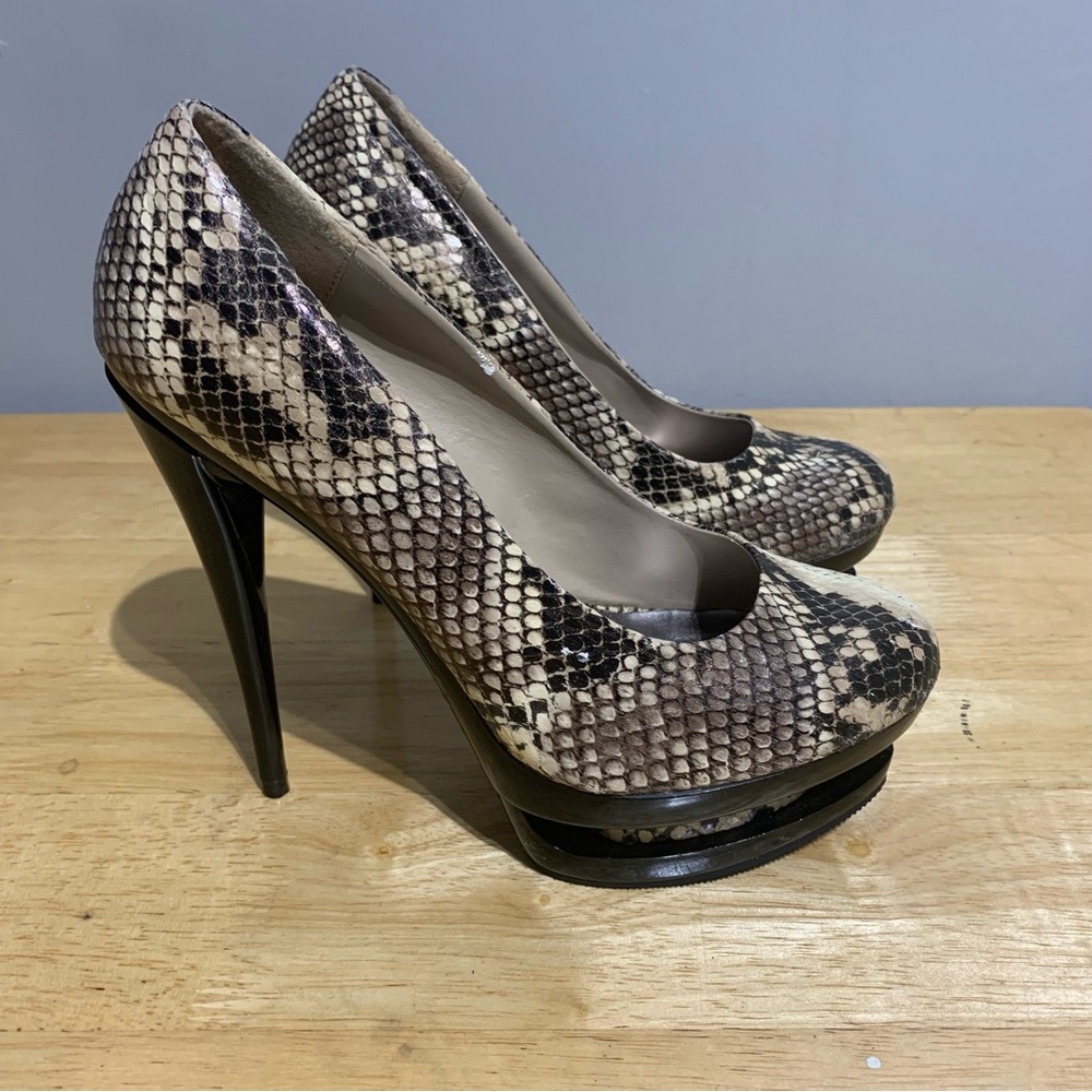 Bonnibel Pumps Beige Snakeskin (PU) Reggie-3 5" Stiletto Heel w/2" Platform 8